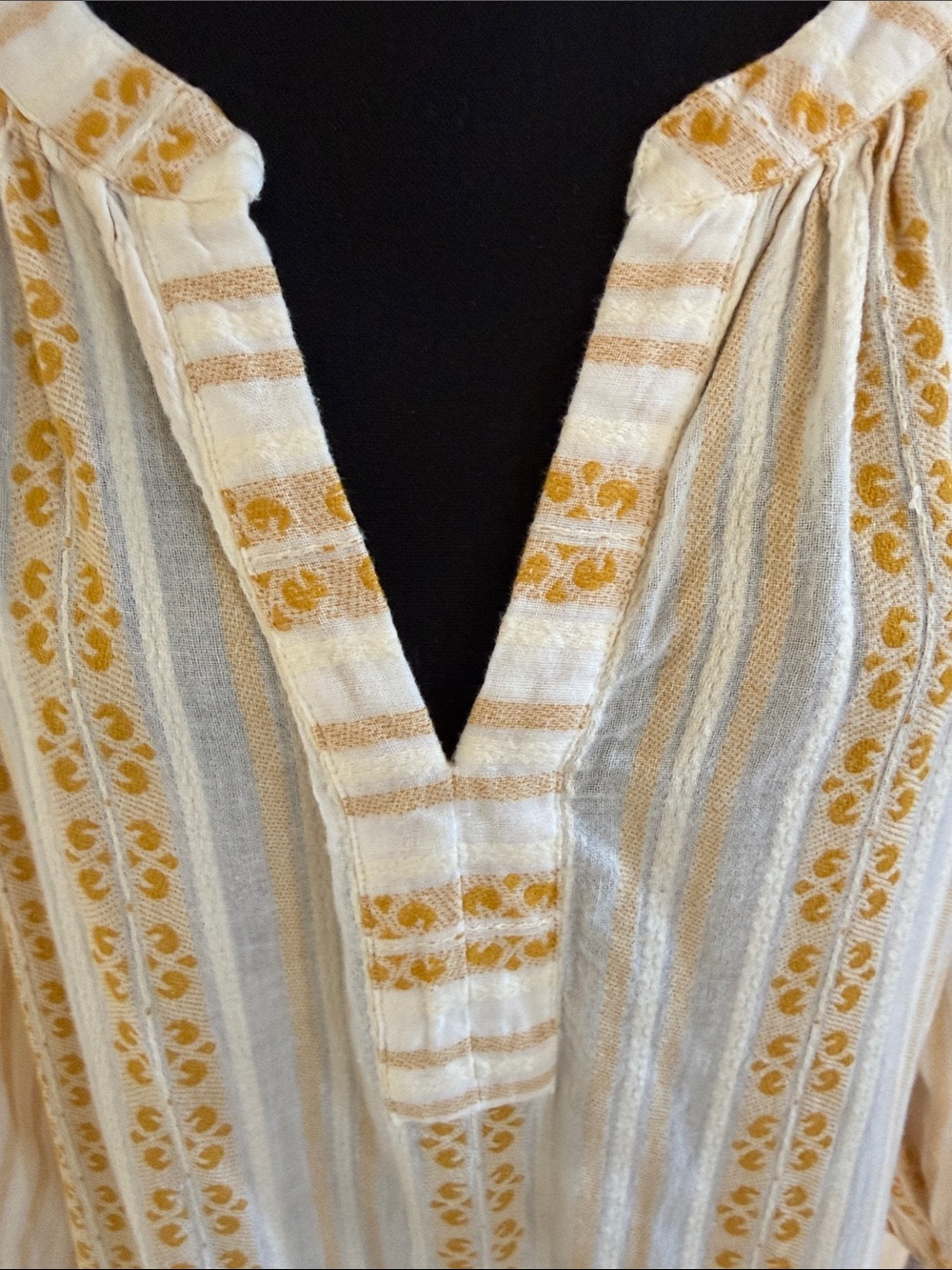 Velvet by Graham & Spencer Yellow and White Striped Embroidered Boho Blouse - Picture 10 of 13